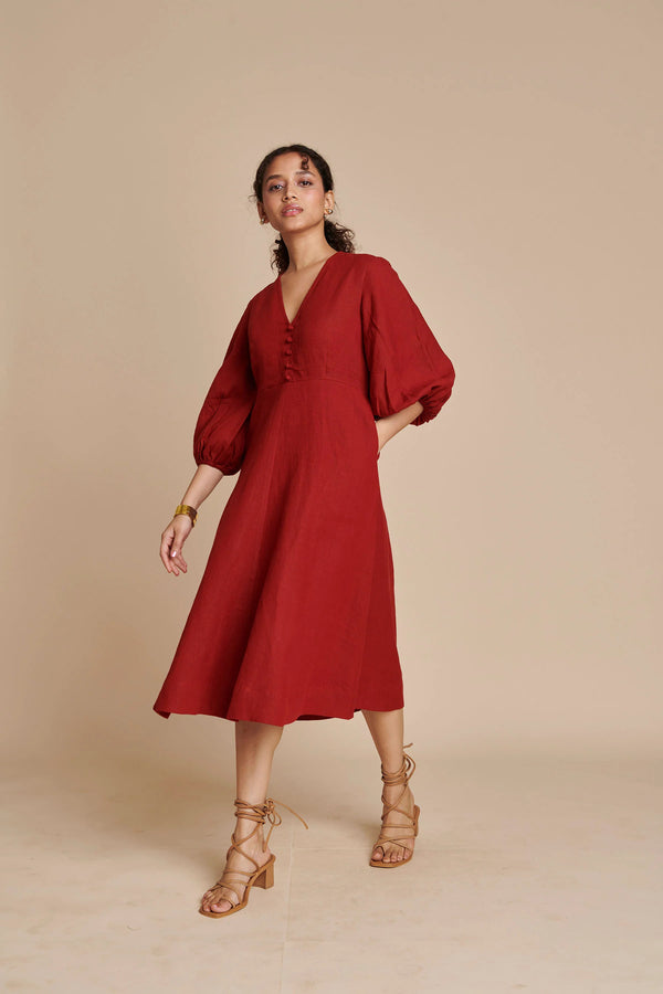 Anaar Linen Billow Dress