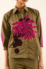 Chrysanthemum Flower Beaded Shirt