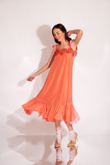 Tulip- Pink, Tangerine Color Dress