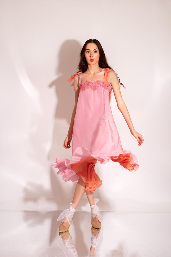 Tulip- Pink, Tangerine Color Dress