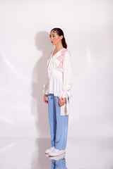 Mabel & Brady- White Shirt & Cerulean Pants