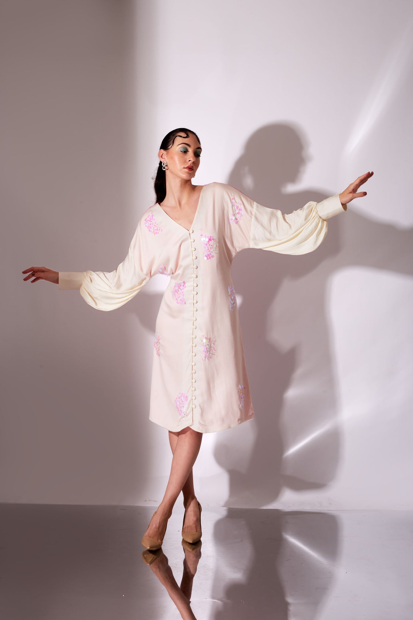 Bloom - Cream, Pink Dress