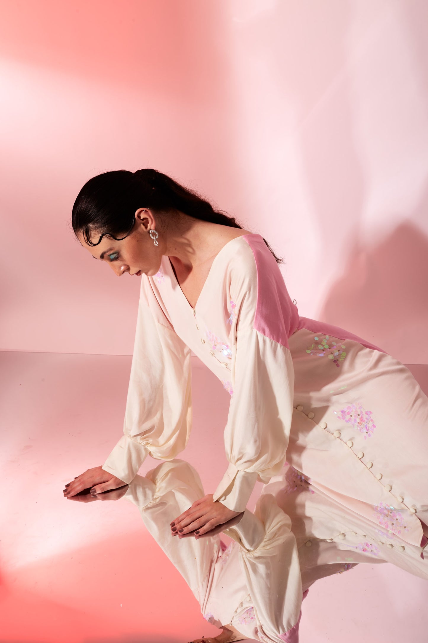 Bloom - Cream, Pink Dress
