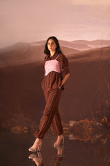 Glory- Cocoa Brown, Pink Color Co-ord Set