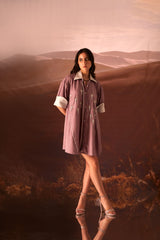 Stargaze- Lavender And Off White Color Dress