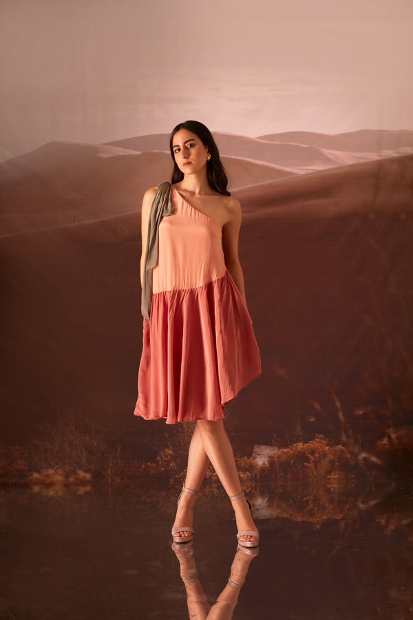 Cupid- Peach, Cement Grey, Burnt Coral Dress