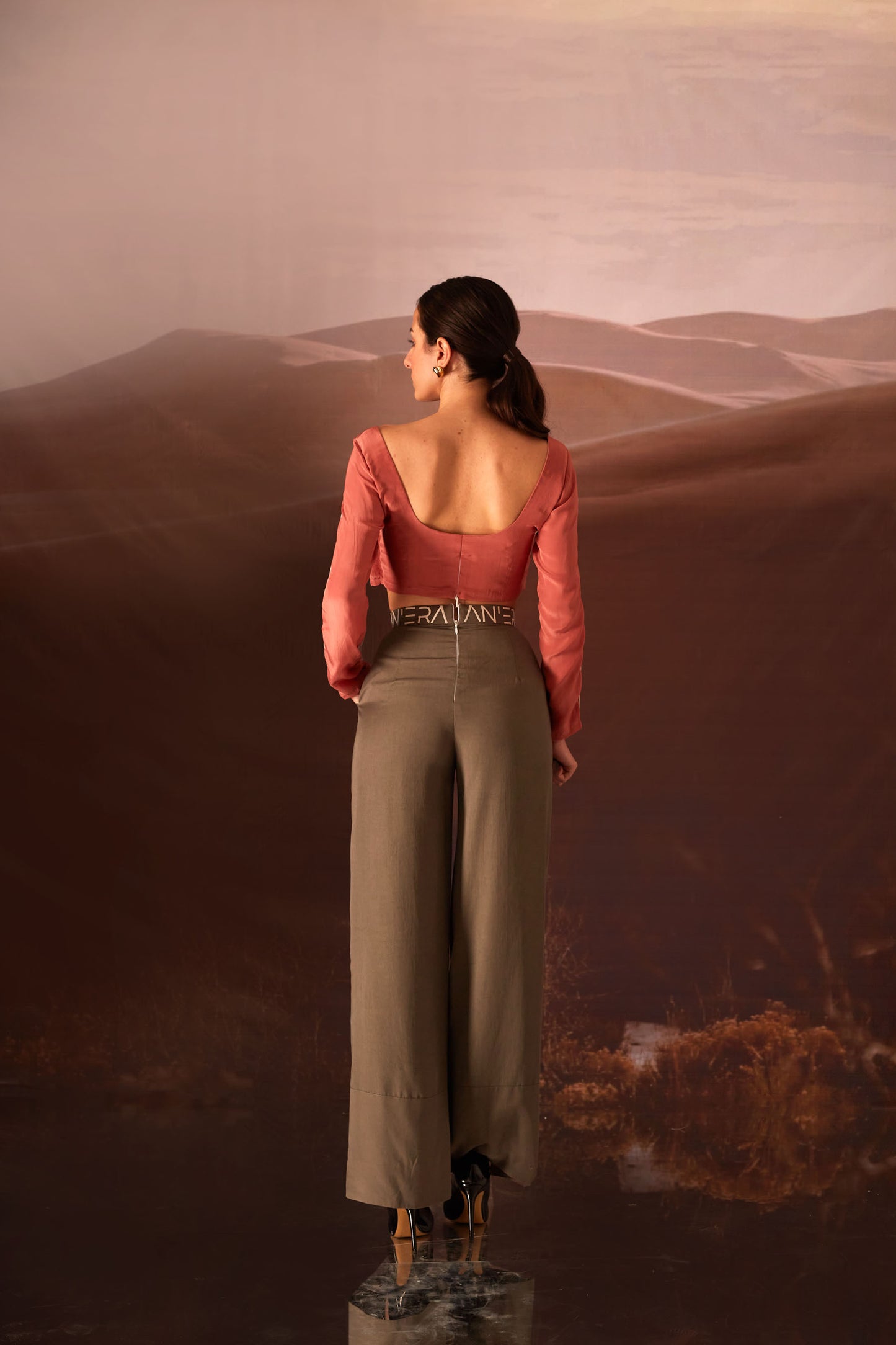 Blaze- Burnt Coral,Cement Grey Co-ord Set