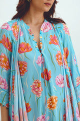 Box Pleated Tunic + Asymmetrical Cape Set In Ishaia