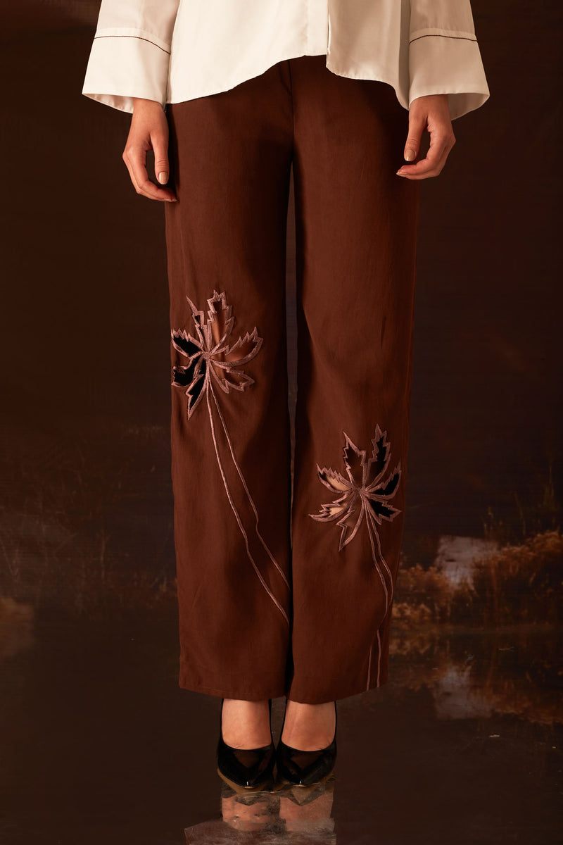 Palm Set - Cocoa Brown And White Color Co-ord Set