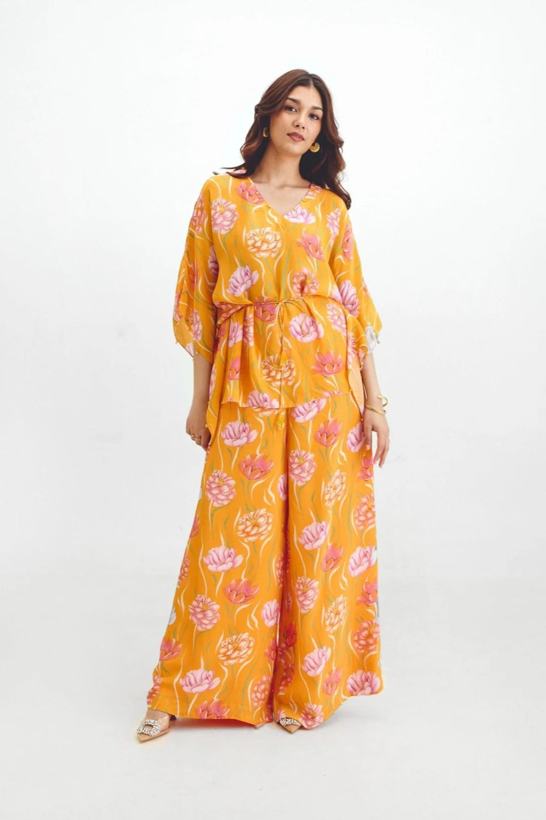 Kaftan Top + Flared Pant Co-ord Set In Avya